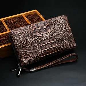 new arrival mens wallet clutch bag double zip wallet leather men phone purse card holder money bag crocodile pattern cartera free global shipping