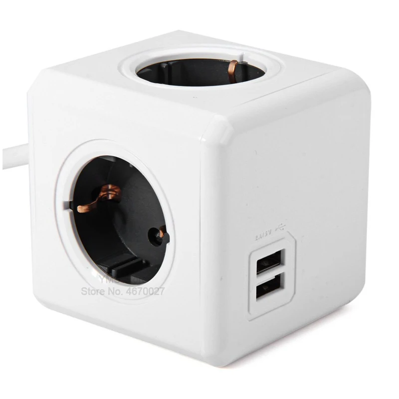 Allocacoc, ЕС переходник для розетки, удлинитель, розетка с usb удлинитель пробка 4 гнезда, умный блок питания, адаптер, 2 USB, 5 В, 2.1A, зарядный порт, для дома, офиса, зарядка