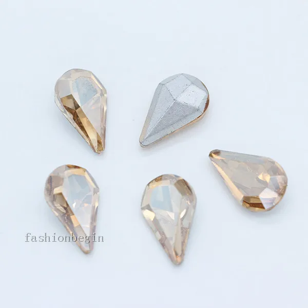gold champagne 30p 5x8 мм каплевидный цвет точка фольгированный назад стеклянный модный Камень Кристалл Стразы капелька дизайн ногтей украшения ювелирных изделий - Цвет: gold champagne