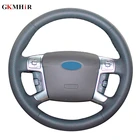 Черные чехлы рулевого колеса автомобиля чехол из искусственной кожи ручной работы для Ford MONDEO 2007-2012, CHIA-X, 2007