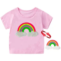 2020 summer tee girl shirts change color sequin rainbow short sleeve girls tops t shirt for girls 3 12 t kid clothes tshirt