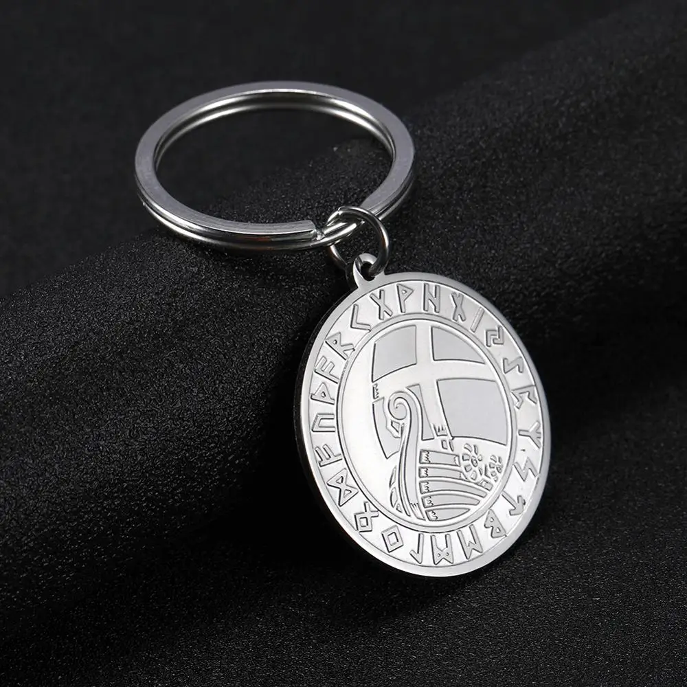 Teamer Pirate Boat Pendant Key Chains Supernatural Crusades Viking Norse Runes Stainless Steel Ring Holder Keychain Gift | Украшения и