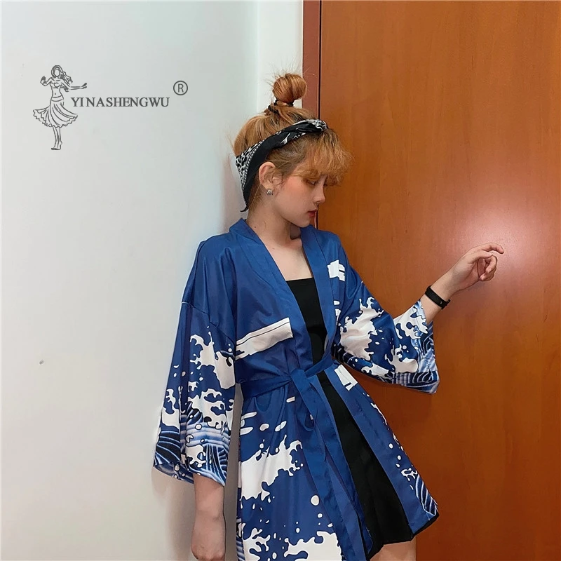 Японские кимоно для пар блузки самурая одежда унисекс Традиционные Женские топы