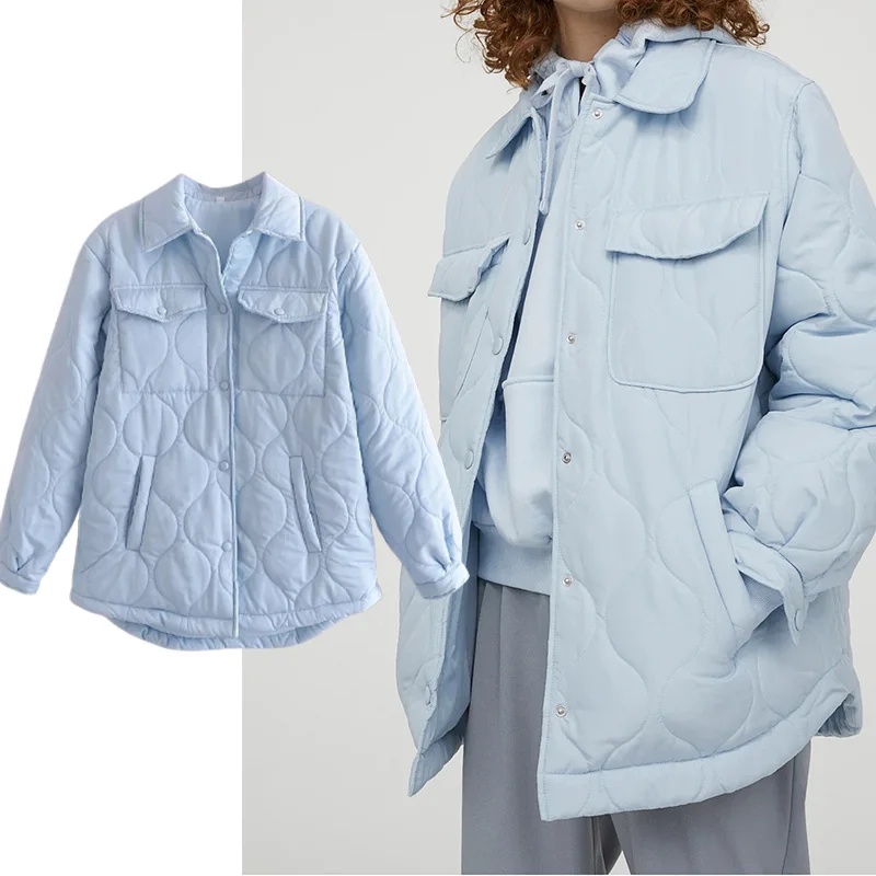 Парка женская шерстяная стеганая с карманами на осень | Женская одежда