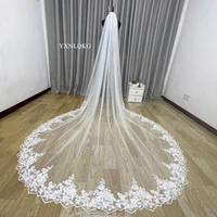 custom made luxury 3m wedding veils with lace applique edge long cathedral one layer tulle bridal veil wedding accessories