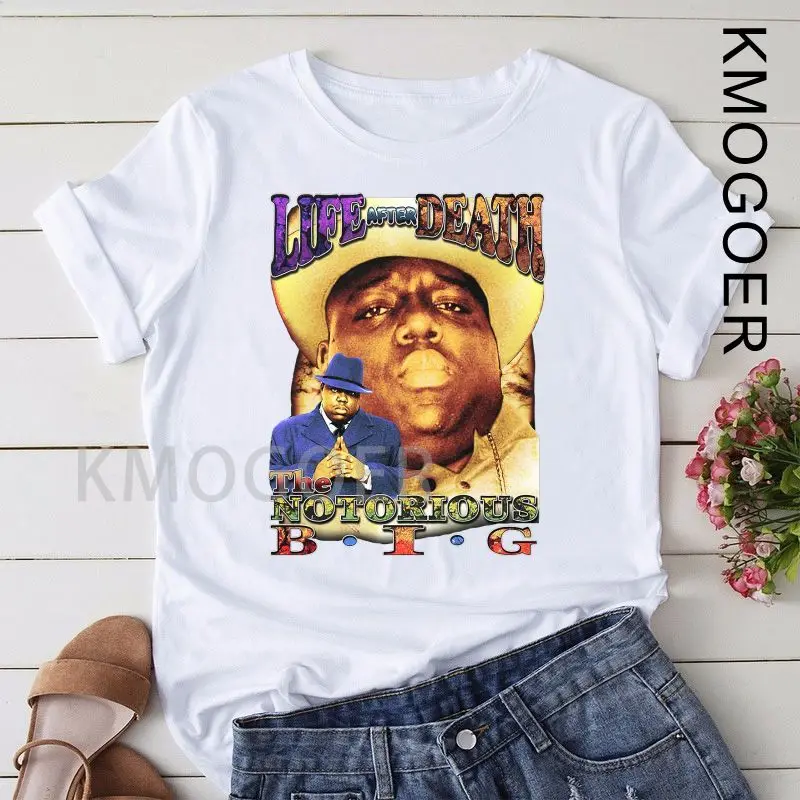 

Известный B.I.G. Черная Женская футболка Biggie Smalls, футболка в стиле хип-хоп, новые модные женские футболки высокого качества, Повседневная футб...