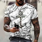 Мужская футболка с коротким рукавом, в стиле хип-хоп, с принтом морского якоря, повседневная, 130-6XL, лето 2021