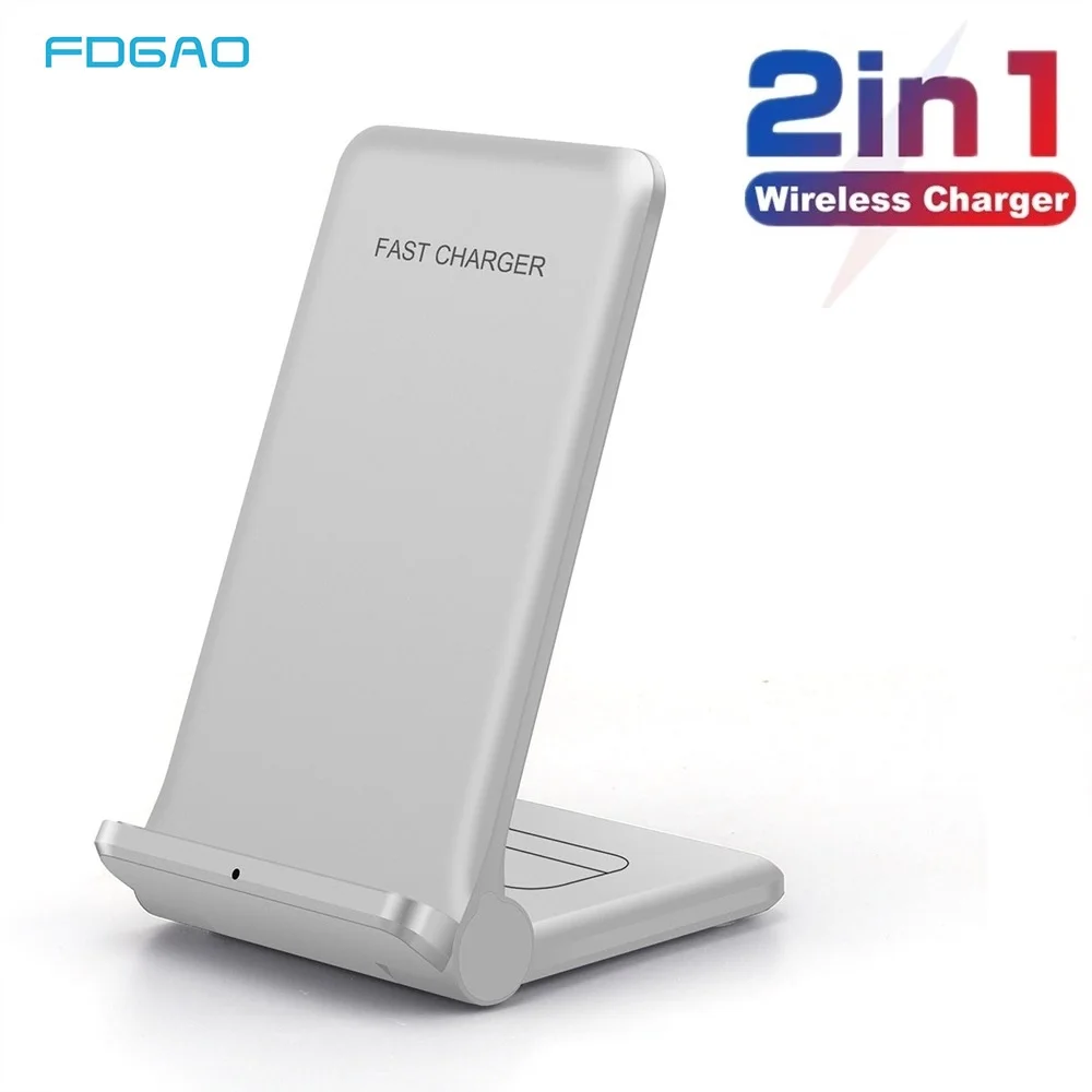 20w qi wireless charger stand 2 in 1 fast charging station for iphone 13 12 11 xs xr x 8 airpods pro samsung s21 s20 s10 buds free global shipping