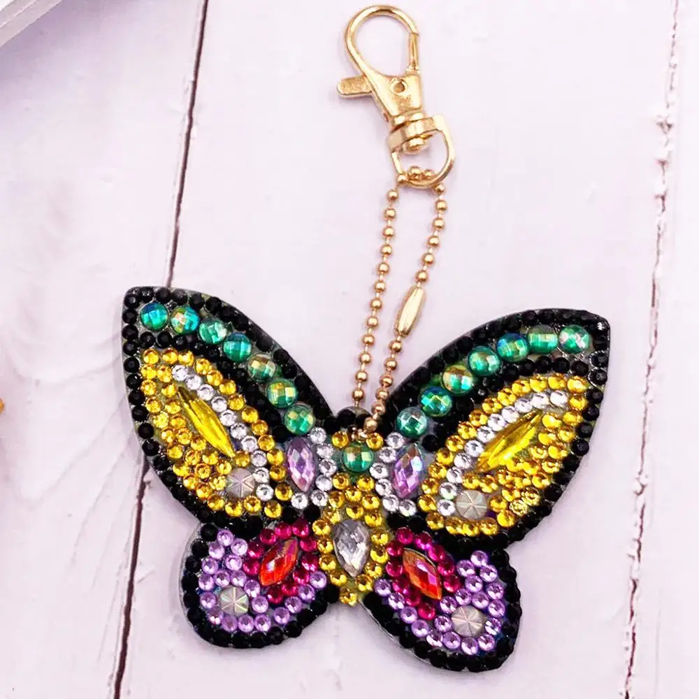 5D DIY Алмазная картина брелок Мода Мультфильм бабочка брелок Мозаика из алмазов руками сумка кулон подарок