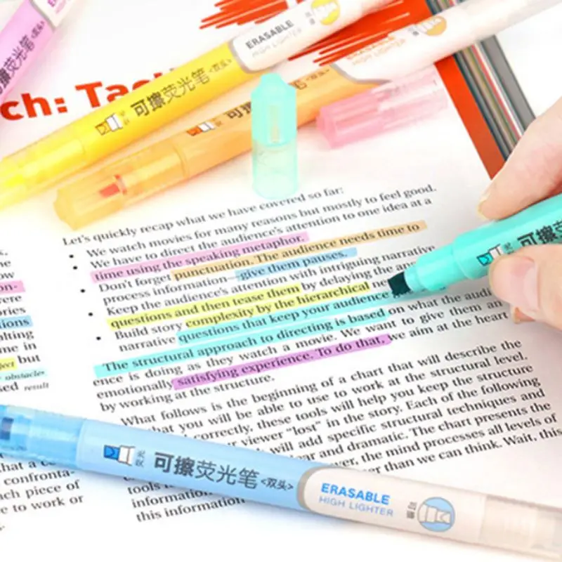 6pcs Double Head Erasable Highlighter Pen Marker Pastel Liquid Chalk Fluorescent Pencil Drawing Stationery | Канцтовары для офиса
