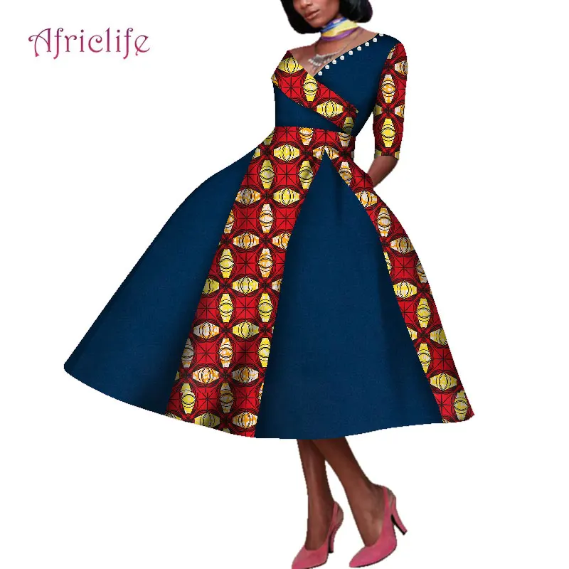 

African Print Dresses for Elegant Women New Design African Women Skirt with Pearls WY4515