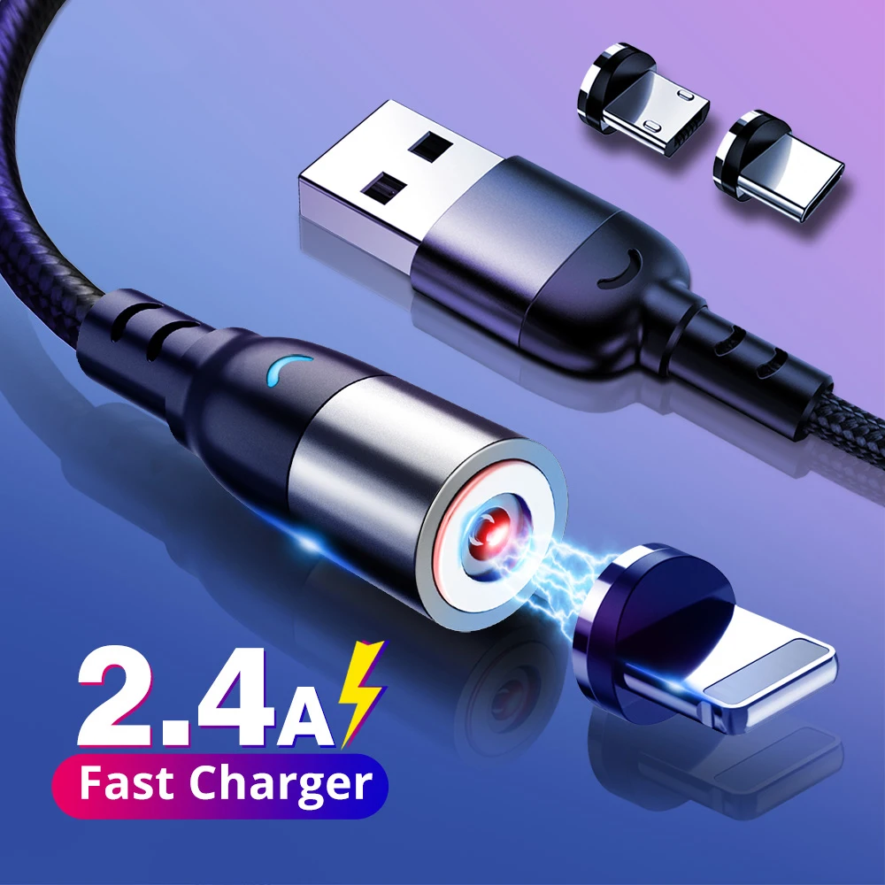 

LED Magnetic Cable For iPhone 6 6s 78 Plus Mobile Phone USB C Magnetic Charger Charging Cable USB Micro Type C Cable For Samsung