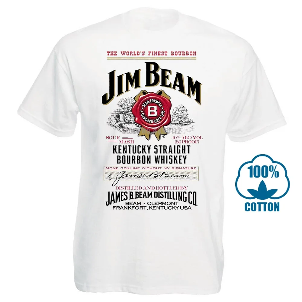 Новый короткий рукав круглый воротник мужские футболки мода 2019 Jim Beam Мужская