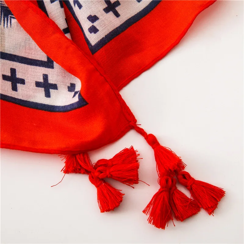 

Visrover Beach Scarf Luxury Brand Big Scarf Hijab Geometric Print Scarf Head Women Scarfs Fashion Spring Scarves Shawl Muffler
