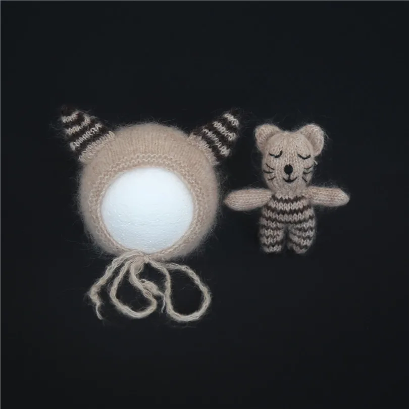 Вязаная плюшевая игрушка Кот набор новорожденный шапка и милый котенок кукла