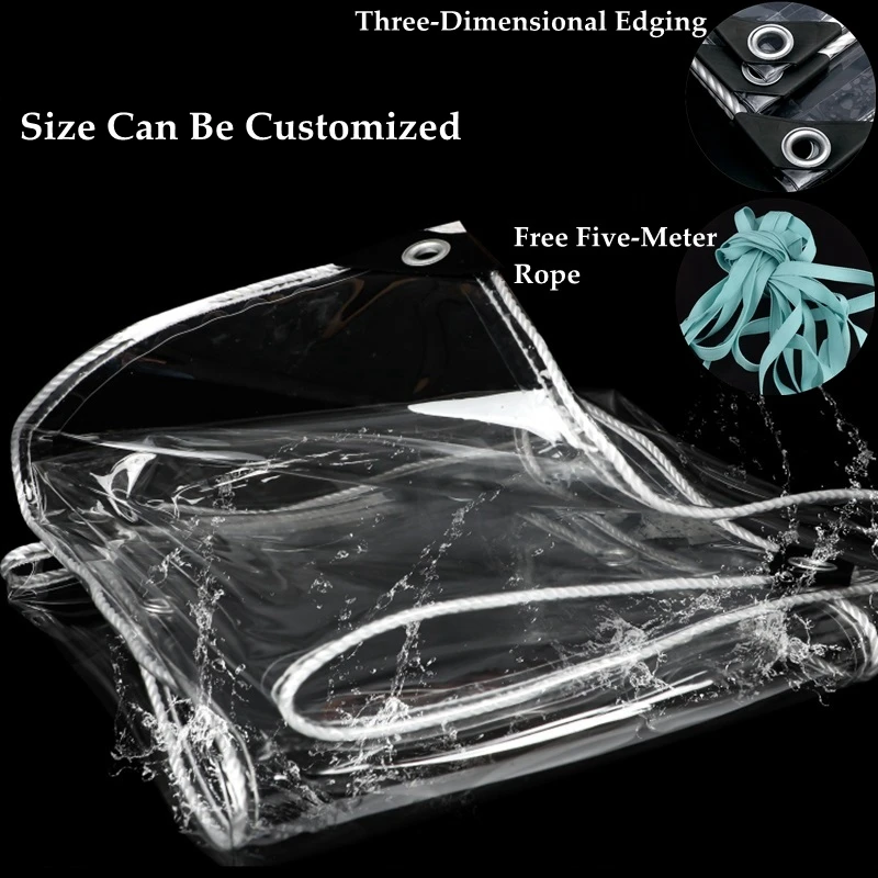 Tela impermeable de PVC transparente, tama&ntilde;o personalizado, 1 unidad, 3x5m-0