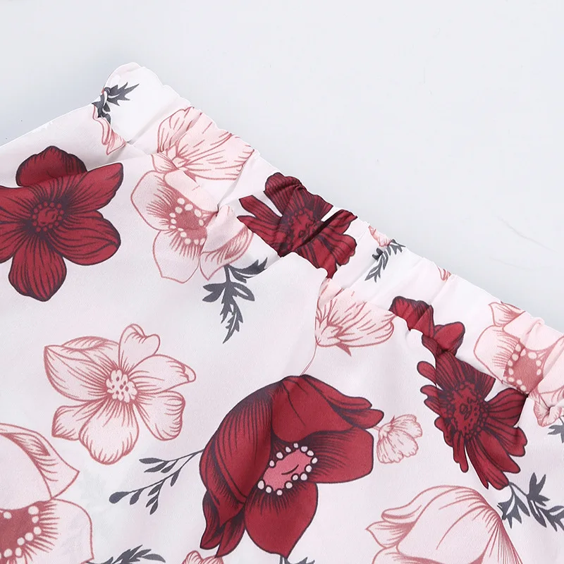 

Summer 2-6Y Kids Girls Boho Clothes Sets Polka Dot Lace Puff Sleeve T Shirts Tops Flowers Printed A-Line Skirts Baby Clothes