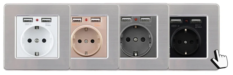 Atlectric 16A ЕС Россия Франция розетка двойной USB порт настенный адаптер зарядка 2A настенное зарядное устройство USB розетка