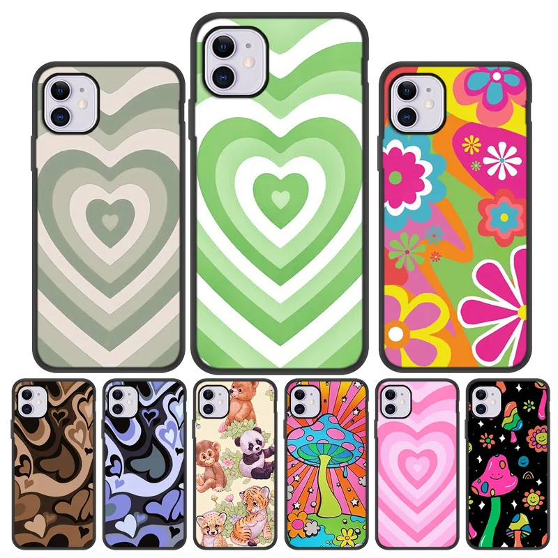 Heart Circle Case For Iphone 11 Pro 12 13 14 Pro Max 7 8 Plus XR XS Max X 12 Mini 6 6S SE 2020 Cover Shell Iphone11 Funda Coque