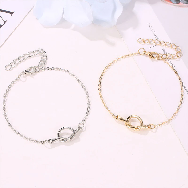 Knotted Chain Bracelets for Women Couple Bracelet Silver Color Charm Pulseras Mujer Moda Classic Simple Jewellery | Украшения и