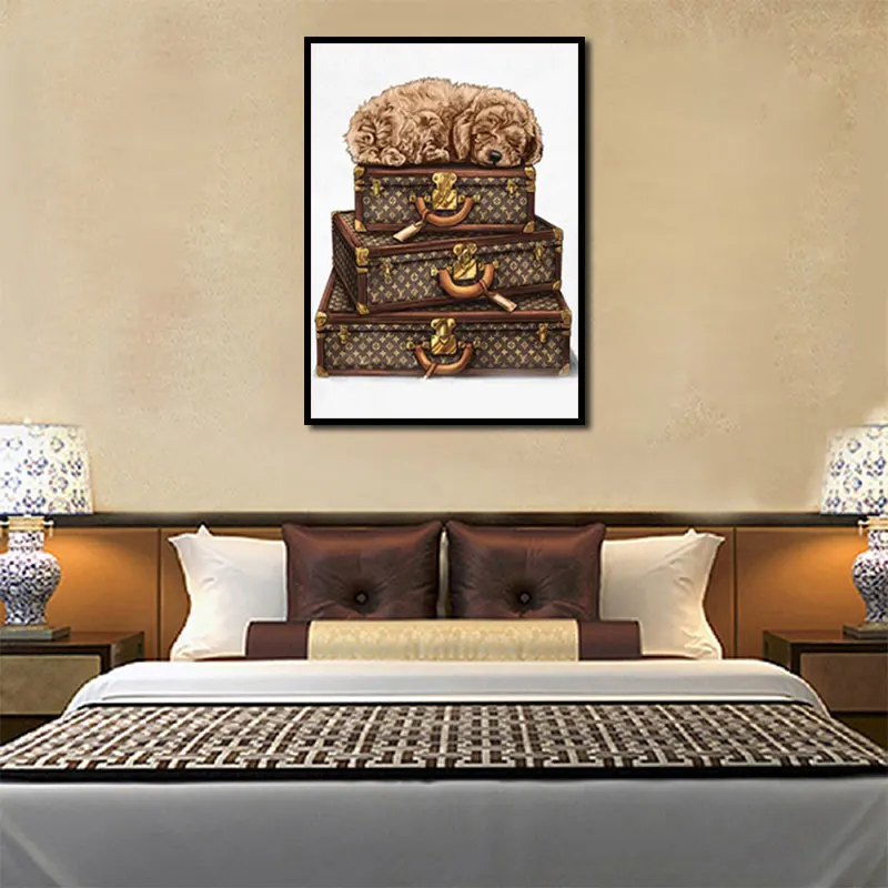 Постер в ретро стиле коробка и собака холст картина настенное искусство домашнее