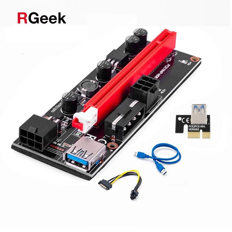 RGEEK 6 шт. Ver009 Usb 3 0 переходник для видеокарты Ver 009S Райзер PCIE 16X 8X 4X 1X Удлинительный