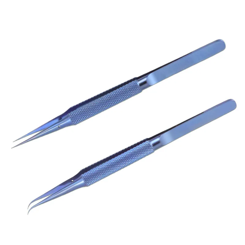 

Titanium alloy tweezers blue fingerprint flying line mobile phone repair fine tip 0.15mm anti-magnetization microscope clamp