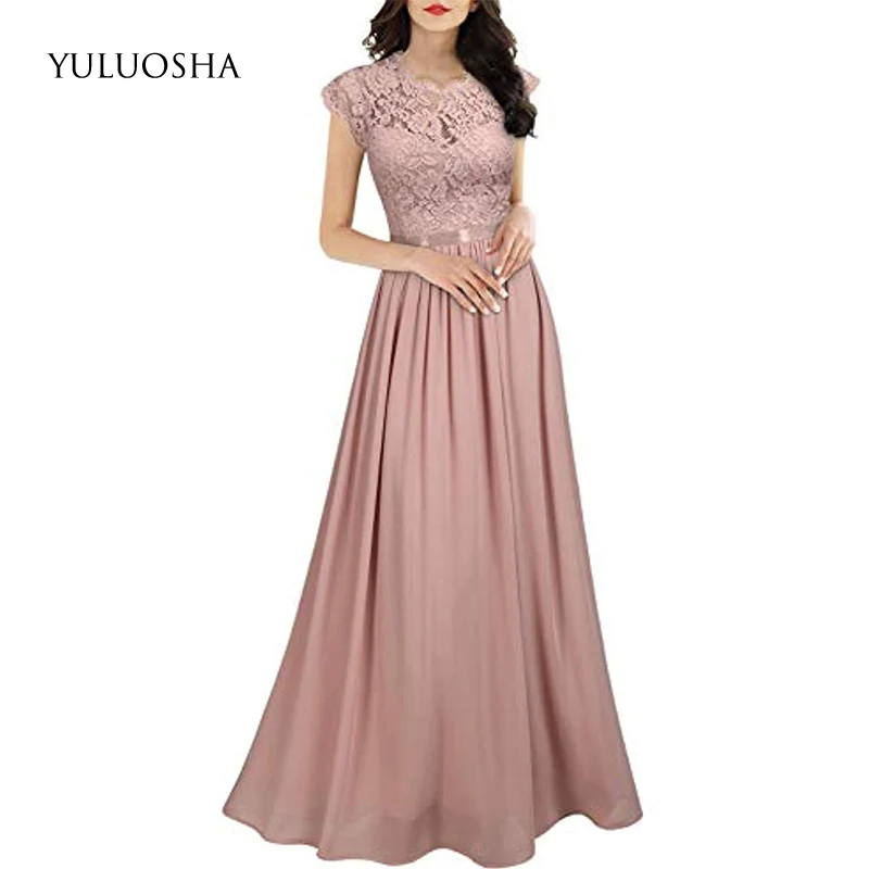 

YULUOSHA Sexy Liza Gown Evening Dress Appliques A-Line Sleeveless Floor-Length Formal Dress Women Elegant Robe De Soiree