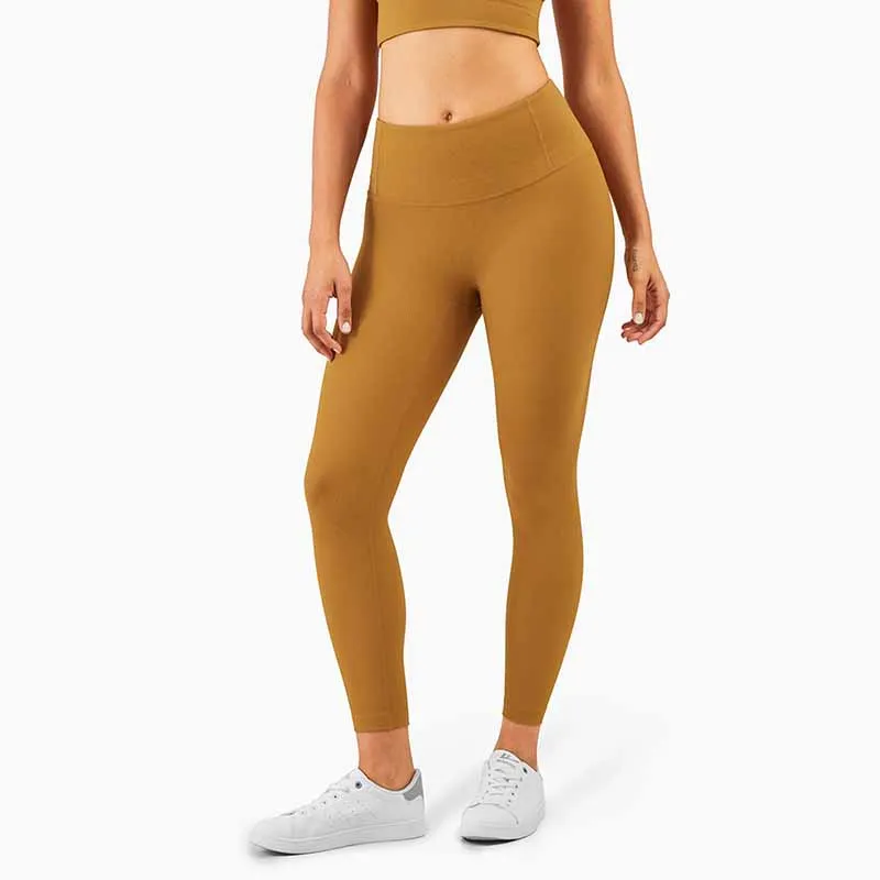 

ASHEYWR New Women Push Up Leggings High Waist Slim Elastic Ribbing Naked Feeling Leggings Fitness Solid Workout Legging Female