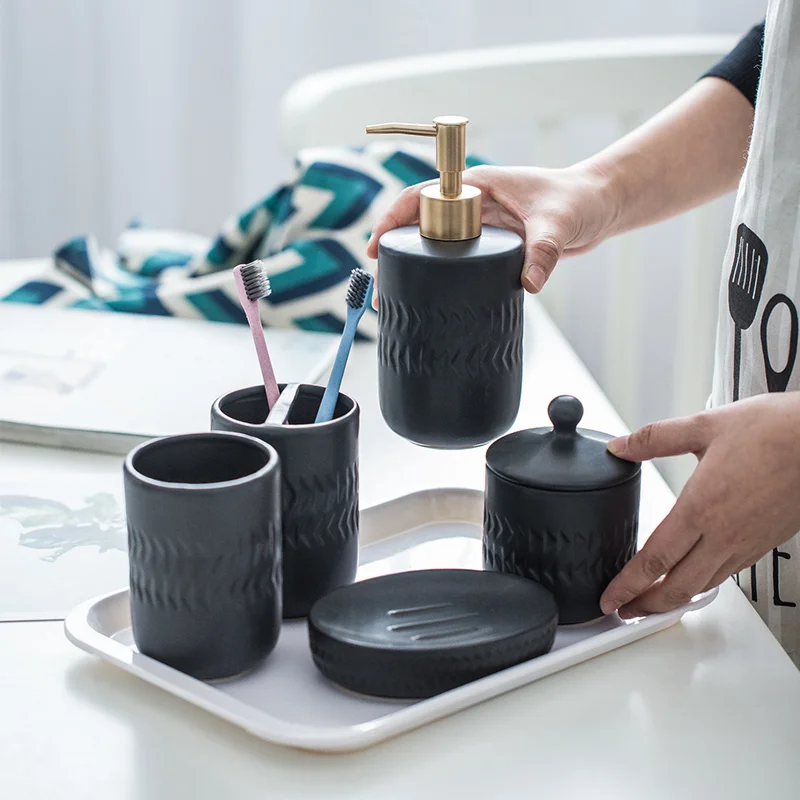 Матовый черный простой керамический моющий костюм в европейском стиле для