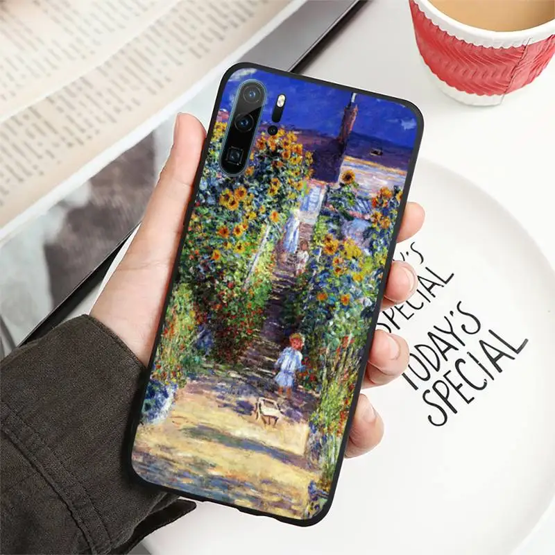 

art Monet Garden Lotus Phone Case For Huawei honor Mate P 10 20 30 40 i 9 8 pro x Lite smart 2019 nova 5t