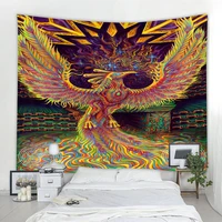 psychedelic phoenix abstract tapestry art deco blanket curtain hanging home bedroom living room decoration polyester hippie