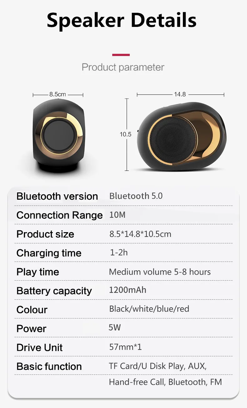 50 шт. мини портативный Bluetooth динамик беспроводной громкий динамик s стерео звук бас открытый динамик с fm-радио DHL