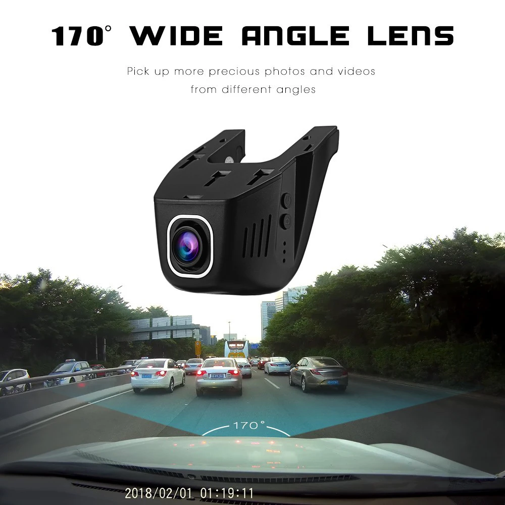 Автомобильный видеорегистратор Wi-Fi 1080P Full HD с двумя объективами и камерой заднего