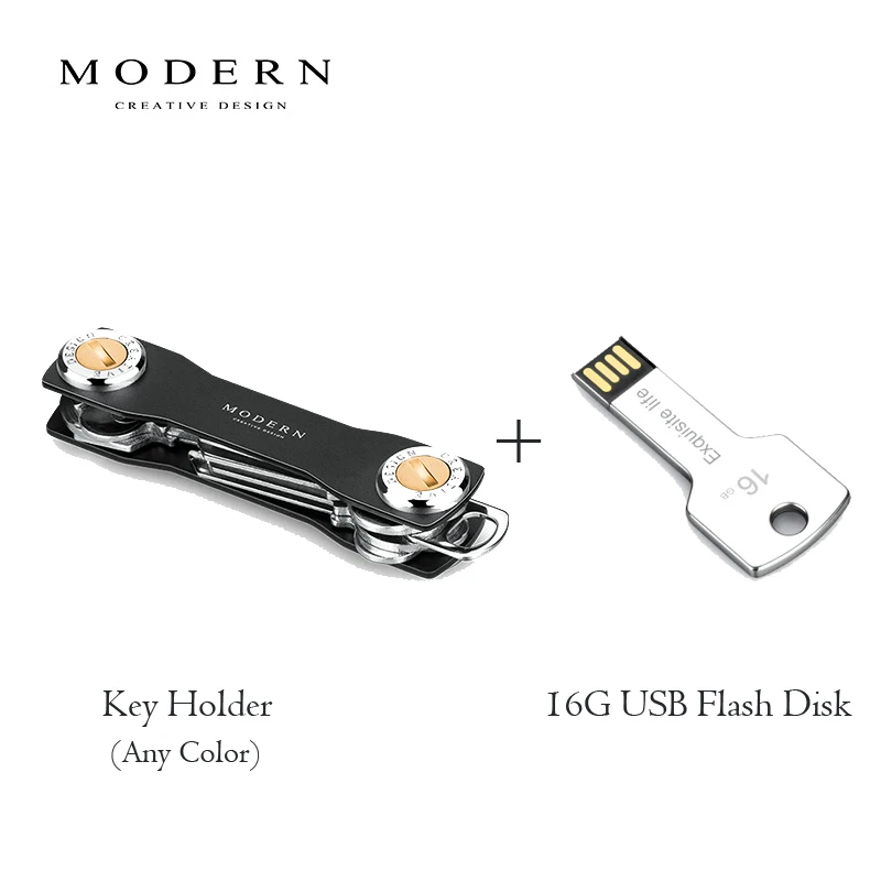 holder 16G USB Современный алюминиевый держатель для ключей для мужчин и женщин, органайзер для ключей, брелок для ключей, умный кошелек для ключей - Цвет: holder 16G USB