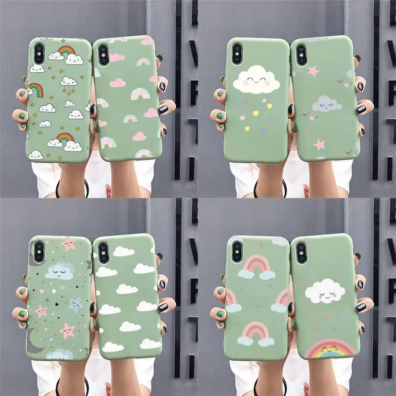 

Fashion Transparent Cloud Pattern Phone Case for iphone 13 12 mini 11 Pro Max X XS XR Solid Color For 7 8 6 6S Plus Capa
