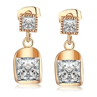 love annie chic clear square cz gold color stud earrings women exquisite earrings girls earrings cute gift