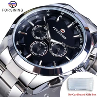 forsining business style automatic watch men black dial mechanical wristwatch with calendar luminou pointers free ship to brazil