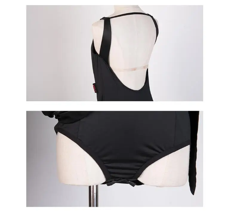 Женское платье для танго Черное длинное с разрезом латиноамериканских танцев