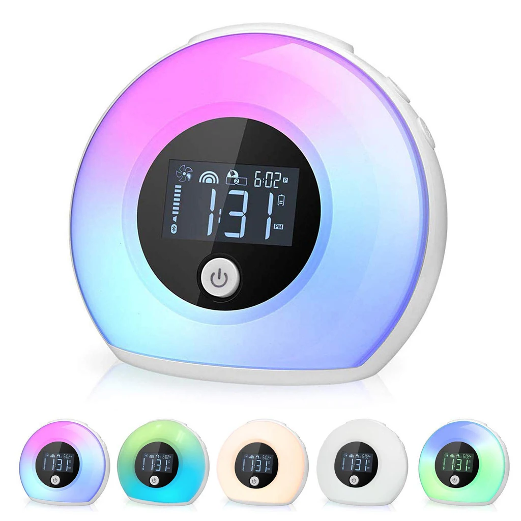 Прикроватная лампа с Bluetooth динамиком регулируемой яркостью 5 цветов будильник