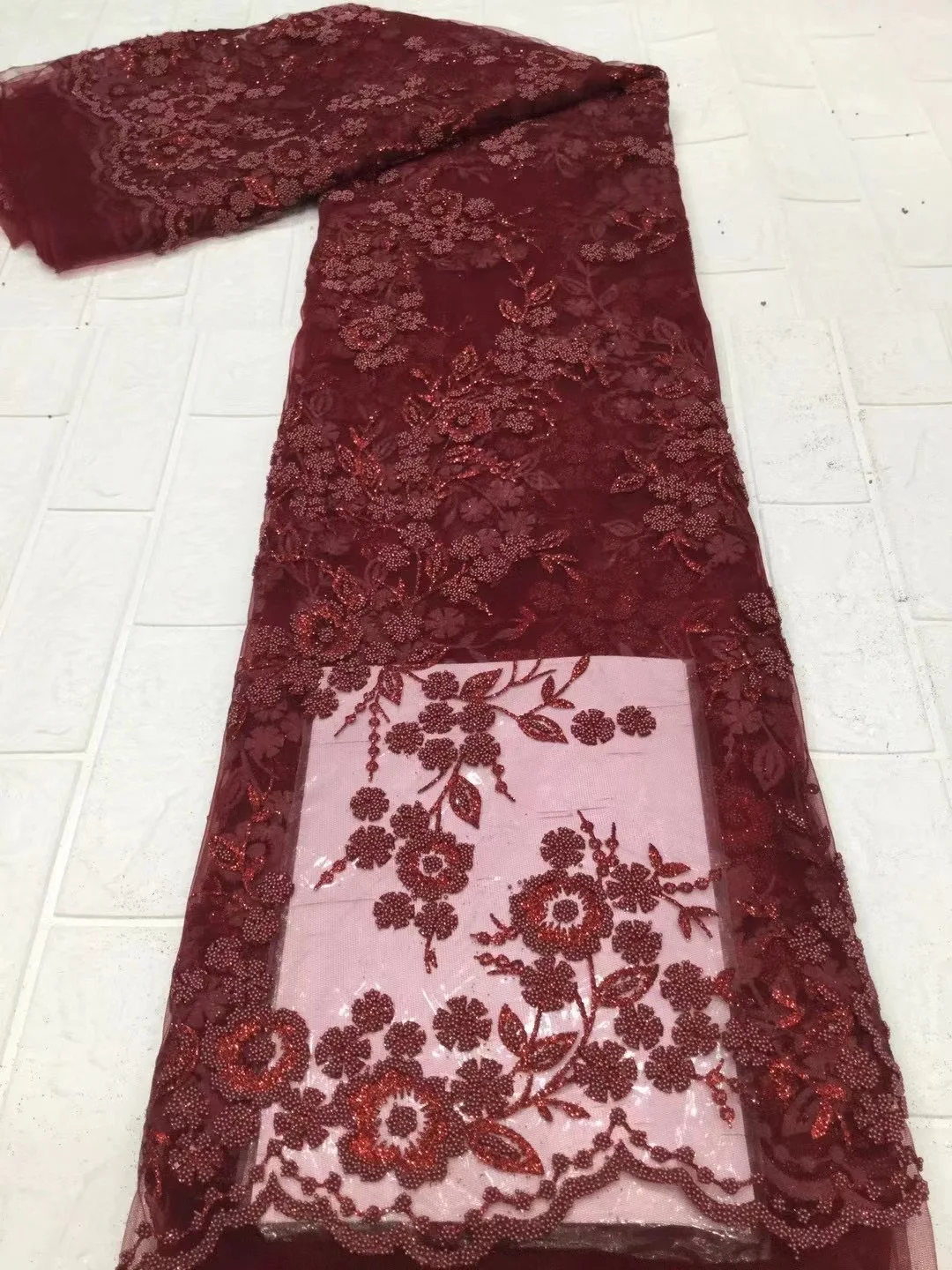 

Роскошная кружевная ткань ручной работы с бусинами вышивка Нигерия сетка Африканское кружево ткань свадебное платье D4541