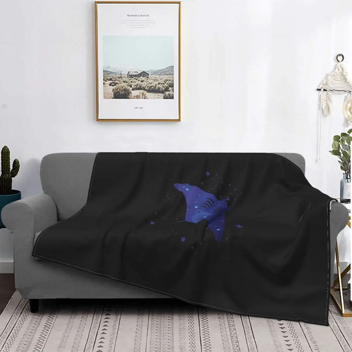 

Manta Ray Constellation Blanket Ocean Stingray Plush Warm UltraSoft Flannel Throw Blanket For Sofa Bedspread Quilt Picnic Art