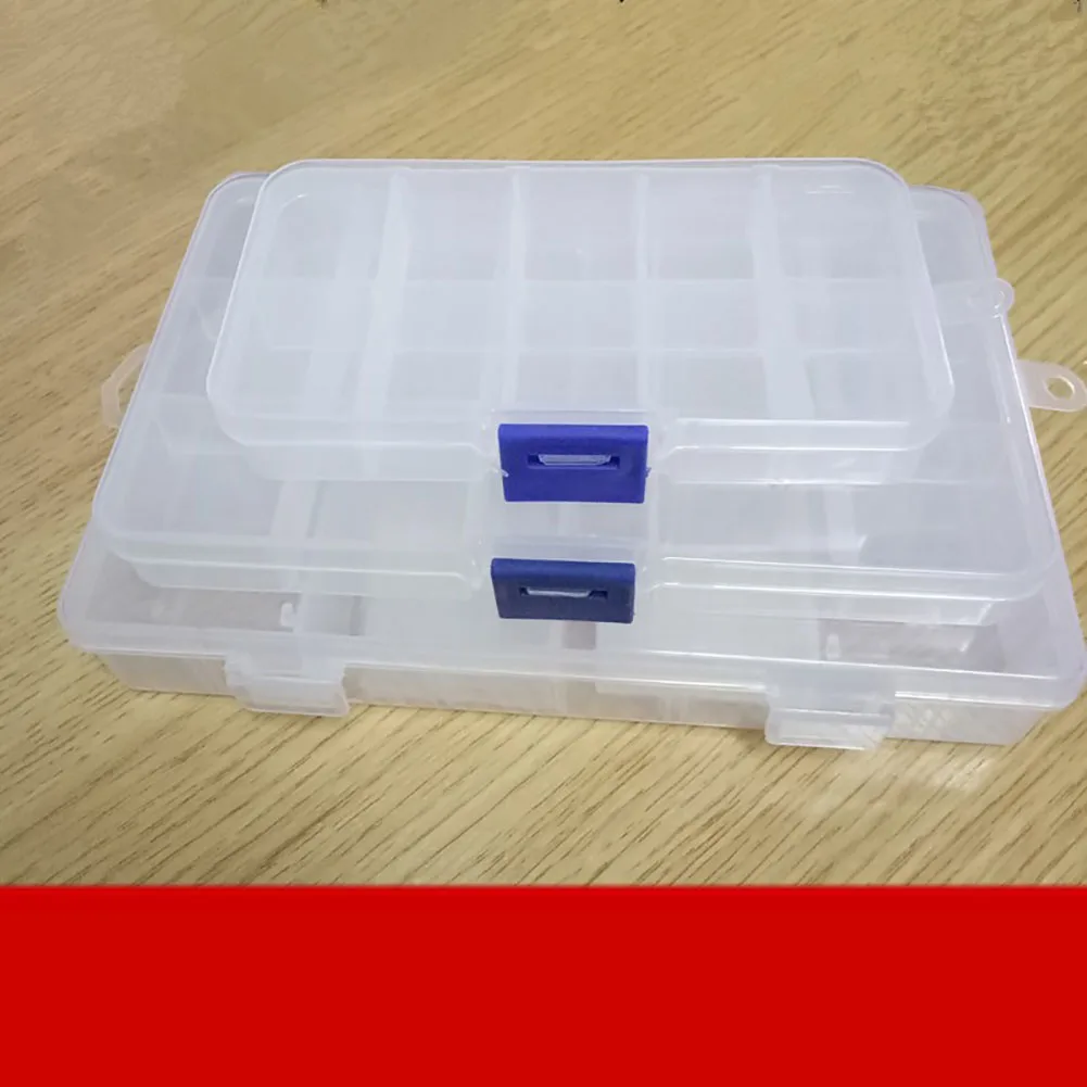 

10/15/24 Grid Adjustable Transparent Plastic Storage Box for Small Component Jewelry Tool Box Bead Pills Organizer Nail Art Case