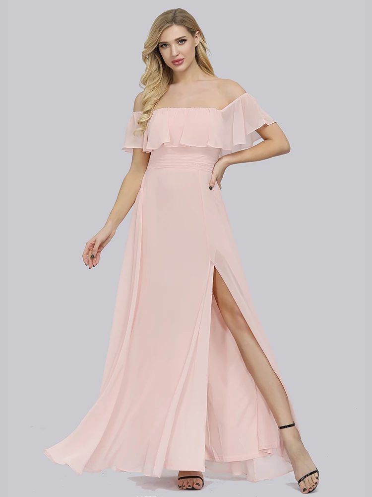 Розовое платье подружки невесты с вырезом лодочкой размера плюс Vestidos De Soriee XUCTHHC