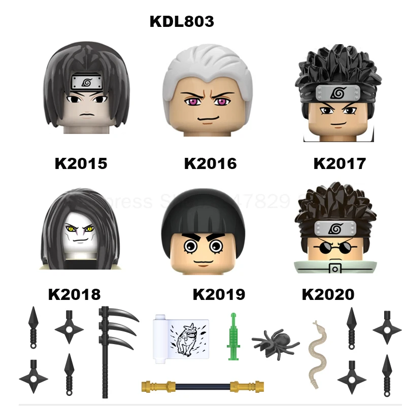 

2021 Anime Figures Narutoed Building Blocks Head Sakai Hidan Sarutobi Hisaki Oshemaru Educational Action Toys For Children