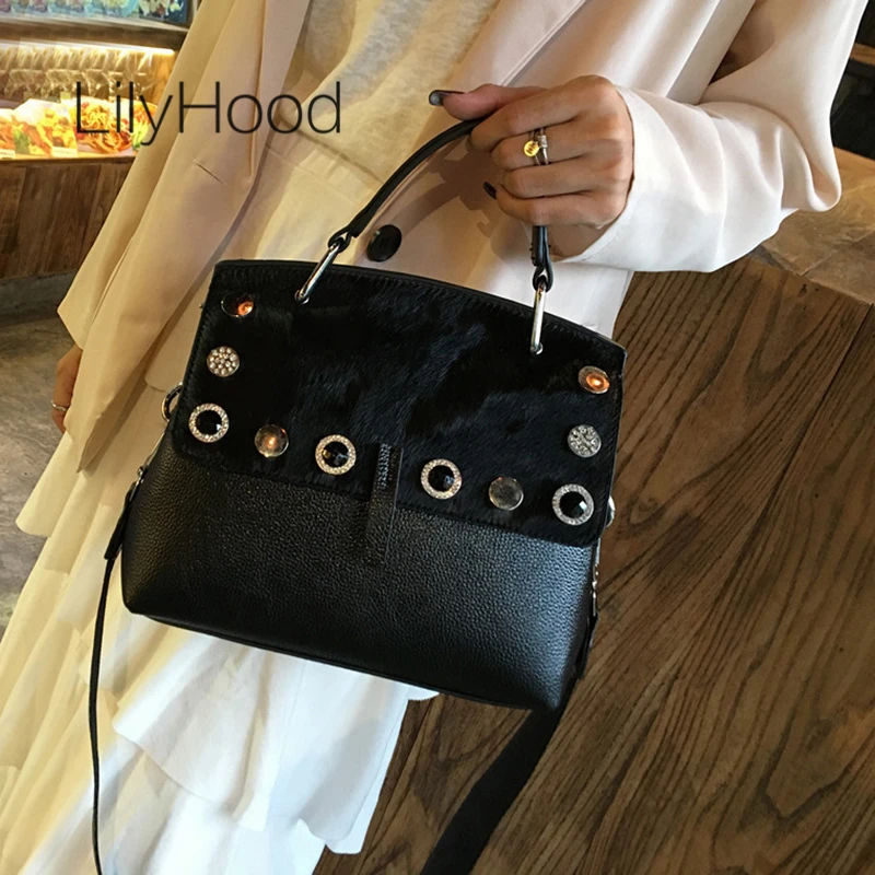 Сумка-мессенджер женская с натуральным конским волосом Модный саквояж