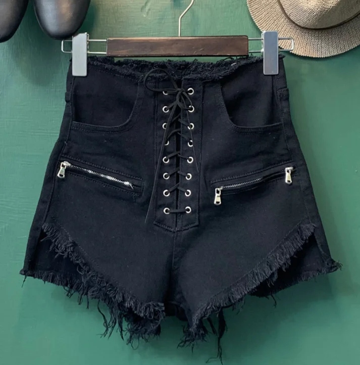 

plus size 5XL!2020 summer denim shorts lace up high waist pockets WOMEN casual jeans shorts
