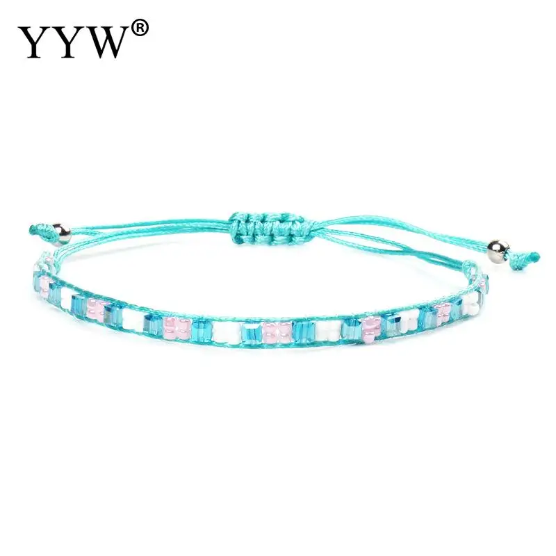 3 шт./компл. винтажный женский синий нейлоновый браслет с разноцветными бусинами