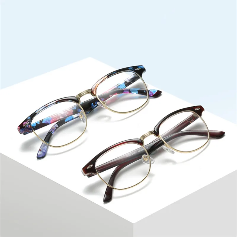VWKTUUN полурамки Oculos очки оправа для женщин и мужчин очки Оптические очки оправа с заклепками оправы для очков женские поддельные очки