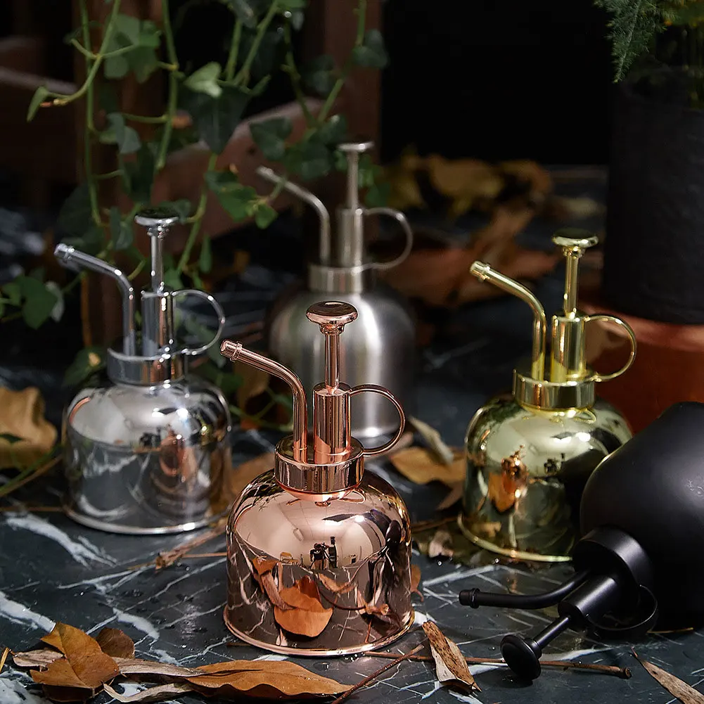 

Hand Pressure Garden Retro Watering Can Stainless Steel Water Spray Can Household Mini Nordic 300ml Mini Vintage Bottle